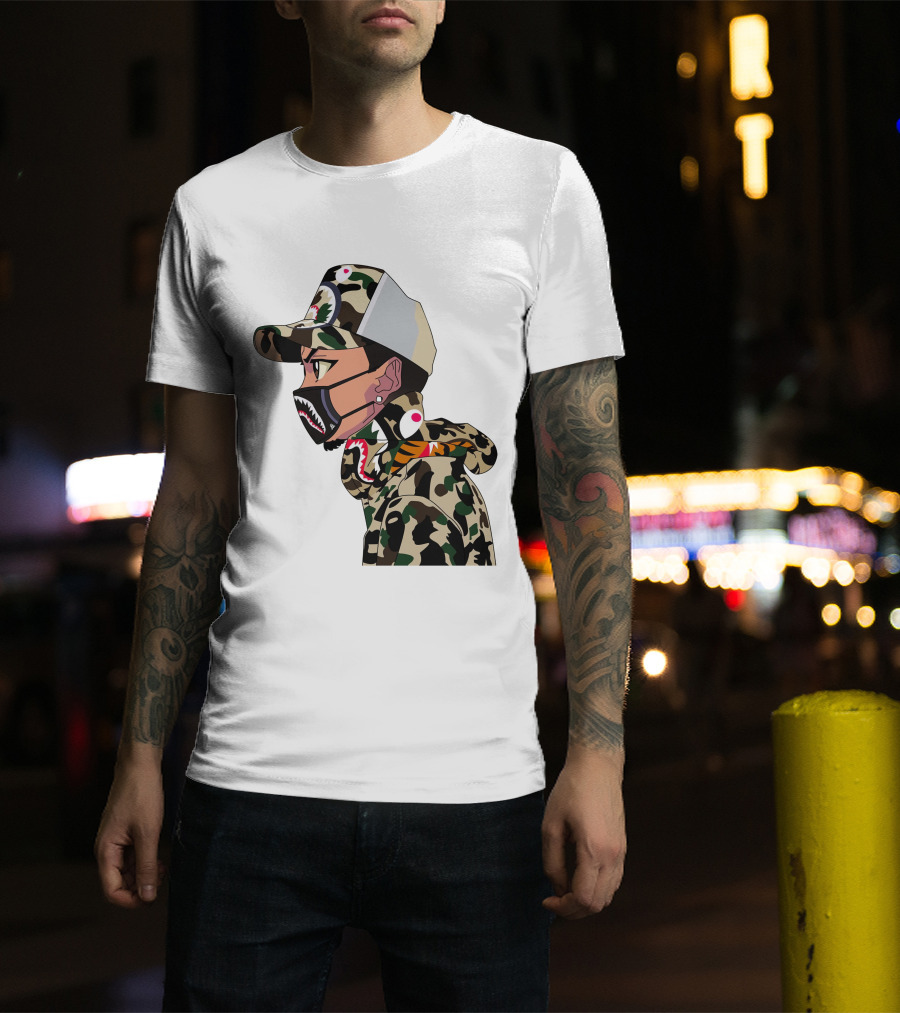 The Boondocks GT Camo Shark Face Mask Hat Hoodie Anime T-Shirt