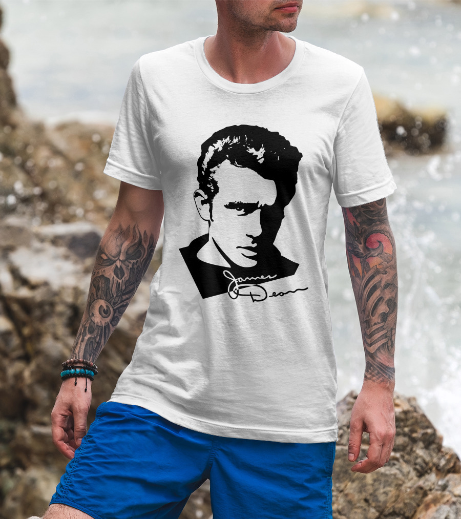 James Dean Portrait With Signature T-Shirt
