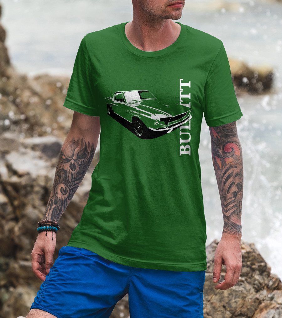 Bullitt Classic Car Green Mustang T-Shirt