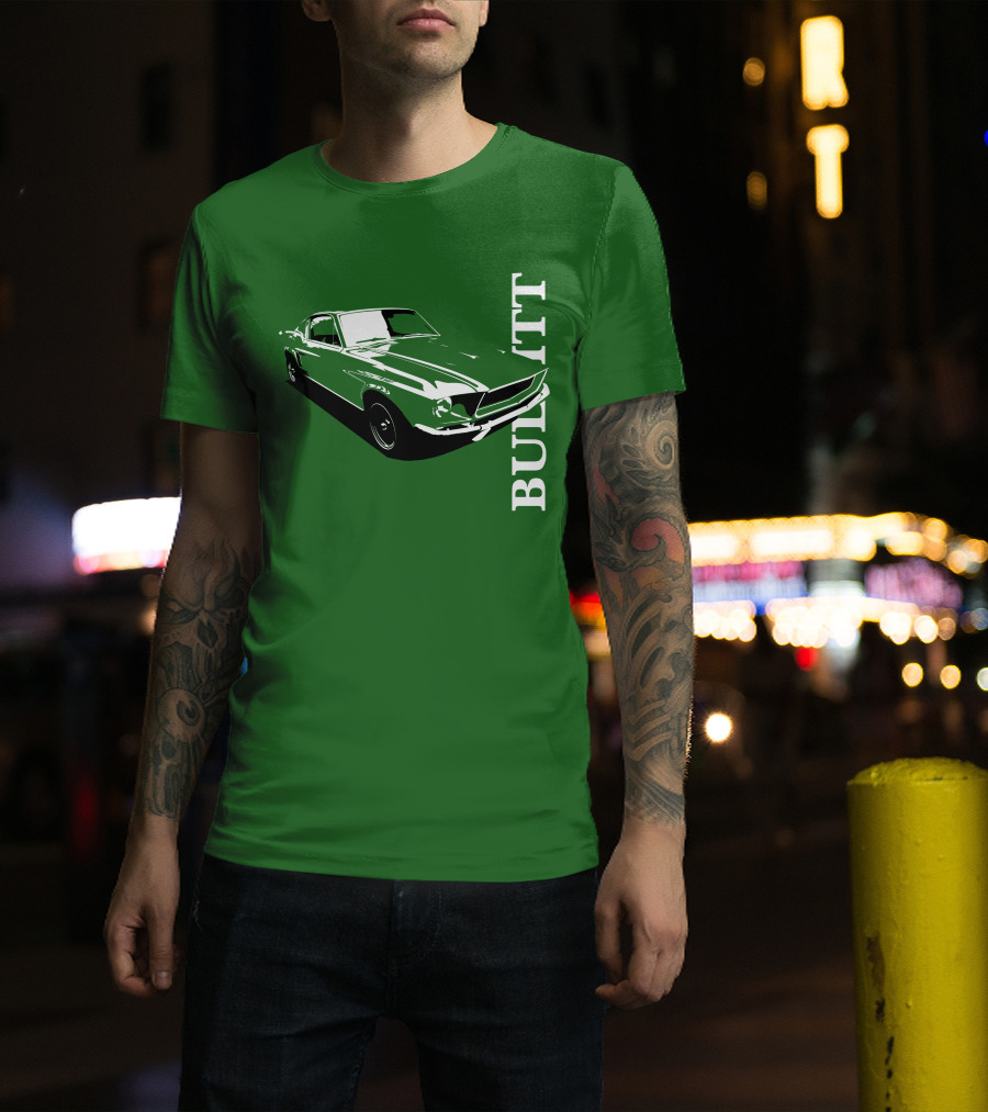 Bullitt Classic Car Green Mustang T-Shirt