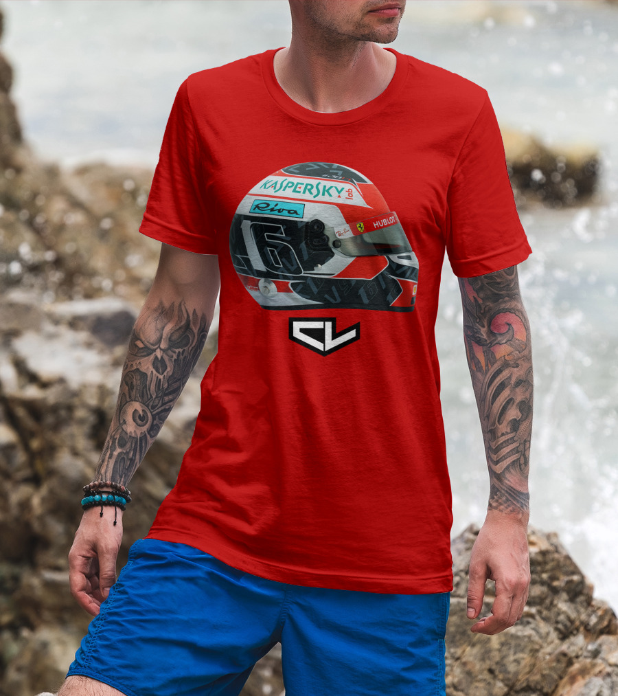 Kaspersky Riva Hublot Ferrari F1 Helmet CL Charles Leclerc 16 T-Shirt