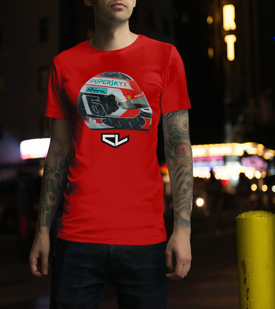 Kaspersky Riva Hublot Ferrari F1 Helmet CL Charles Leclerc 16 T-Shirt