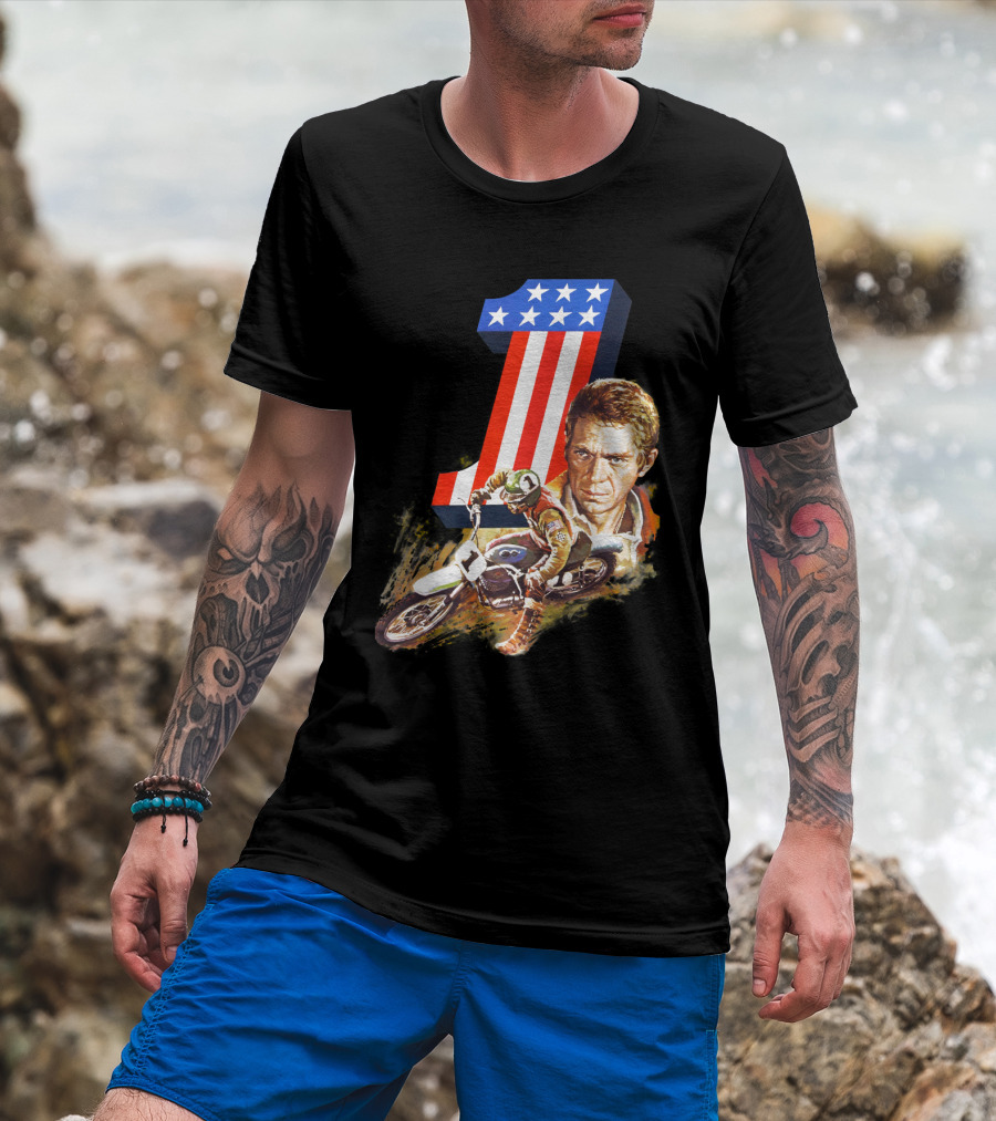 Steve McQueen Motorcycle Number One On Any Sunday T-Shirt