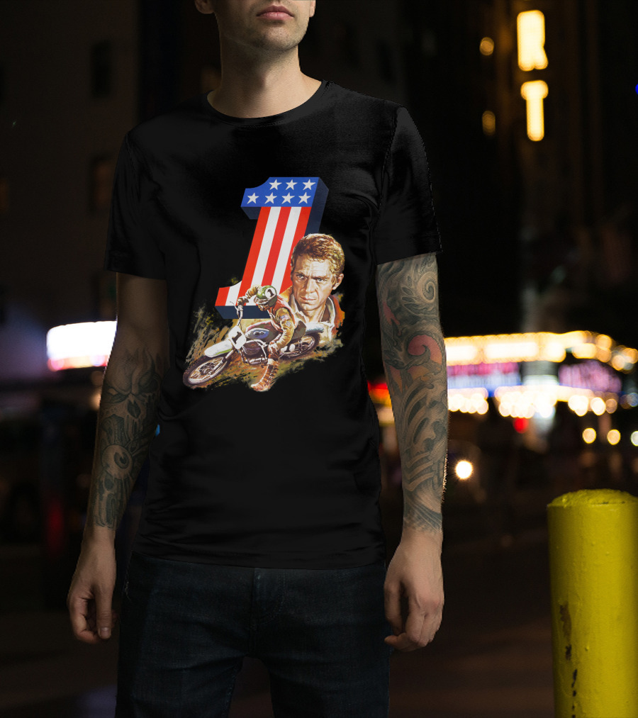 Steve McQueen Motorcycle Number One On Any Sunday T-Shirt