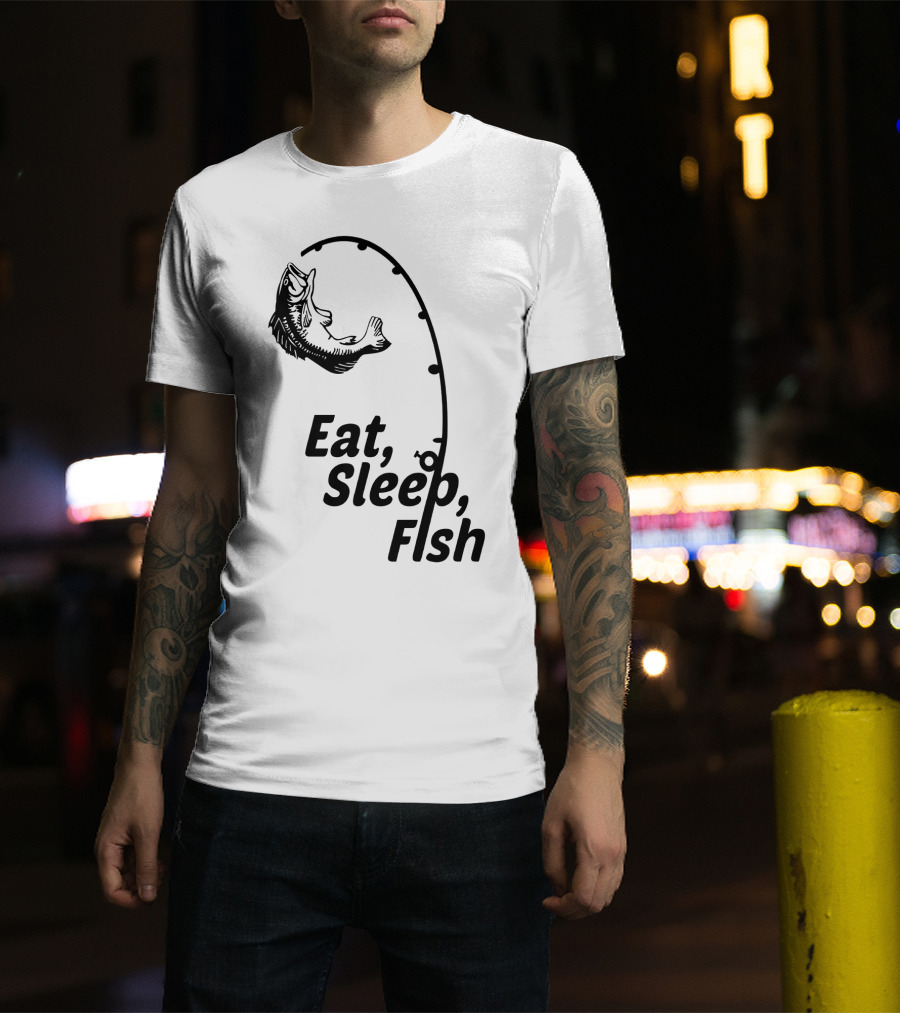 Eat Sleep Fish Fishing Rod And Jumping Fish T-Shirt