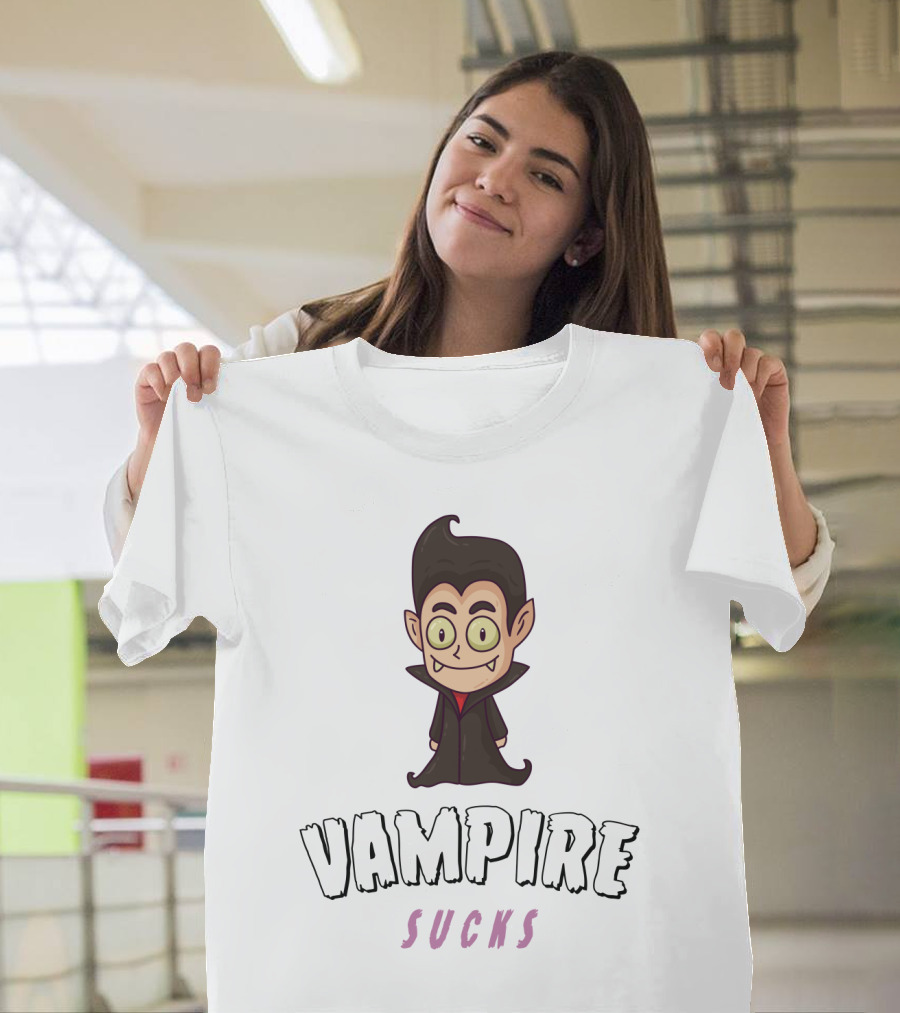 Halloween Season Greetings Vampire Sucks Cartoony Character T-Shirt