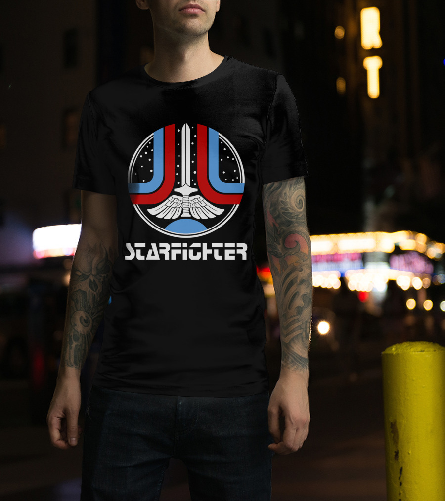 Starfighter 1984 Iconic Sci-Fi Emblem With Sword And Wings T-Shirt