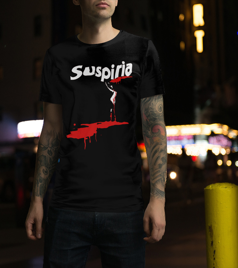 Suspiria 1977 Horror Film Logo With Red Blood And Dancing T-Shirt