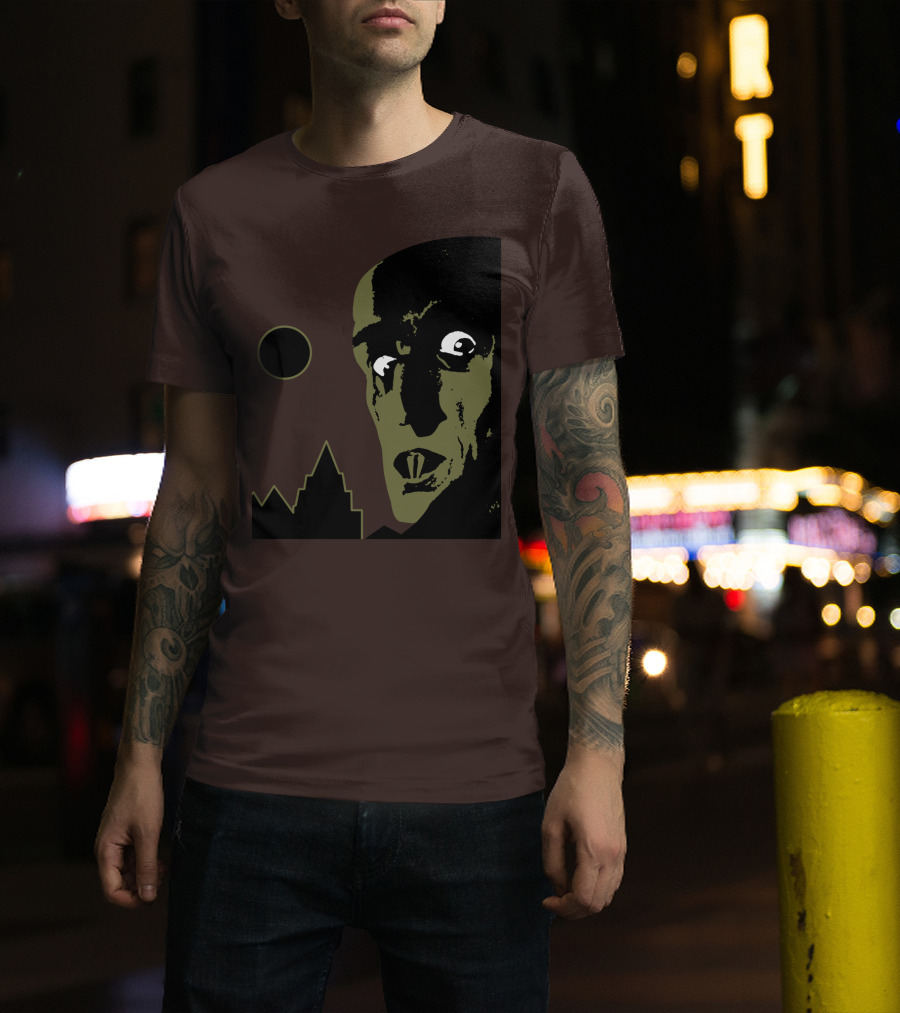Nosferatu The Vampyre 1979 Iconic Horror Vampire Portrait With Castle And Moon T-Shirt