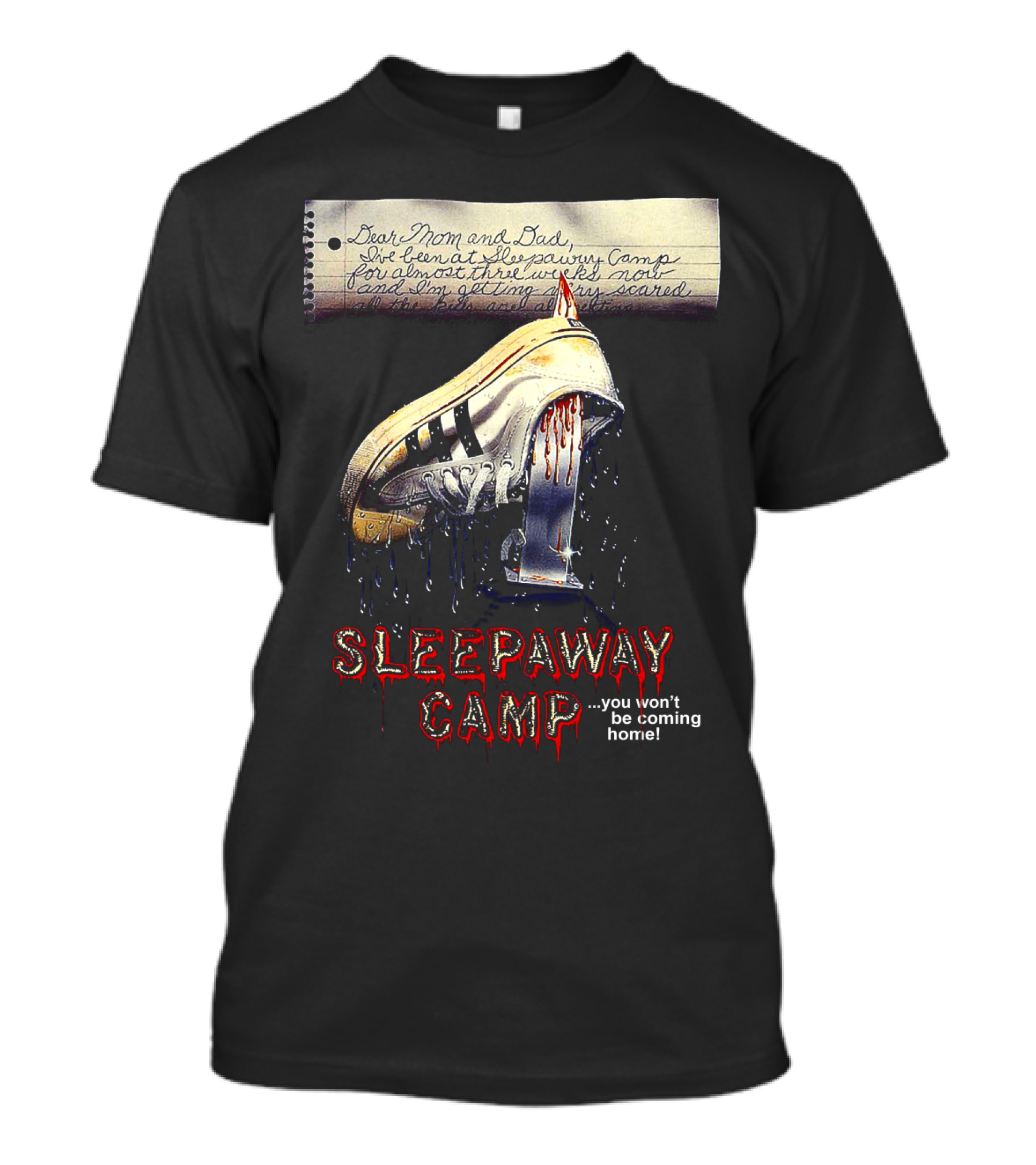 Sleepaway Camp You Won't Be Coming Home Bloody Shoe Note T-Shirt