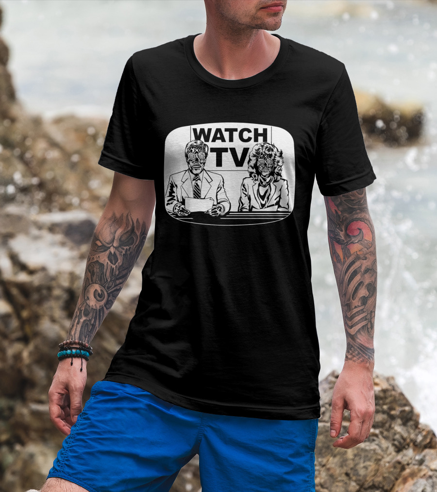Watch TV They Live News Anchors Alien Faces T-Shirt