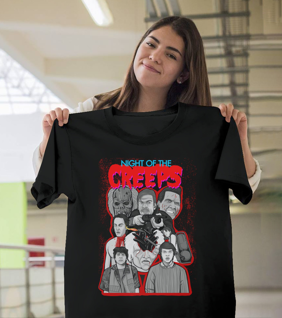 Night Of The Creeps Horror Movie Characters And Weaponry T-Shirt
