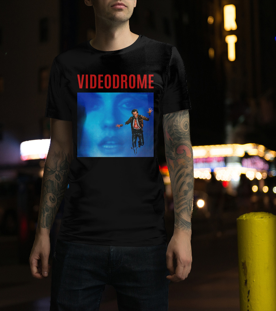 Videodrome Blue Screen Face And Man Jumping T-Shirt