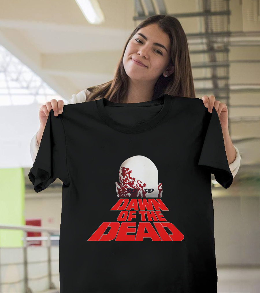 Dawn Of The Dead Zombie Head Red Text T-Shirt