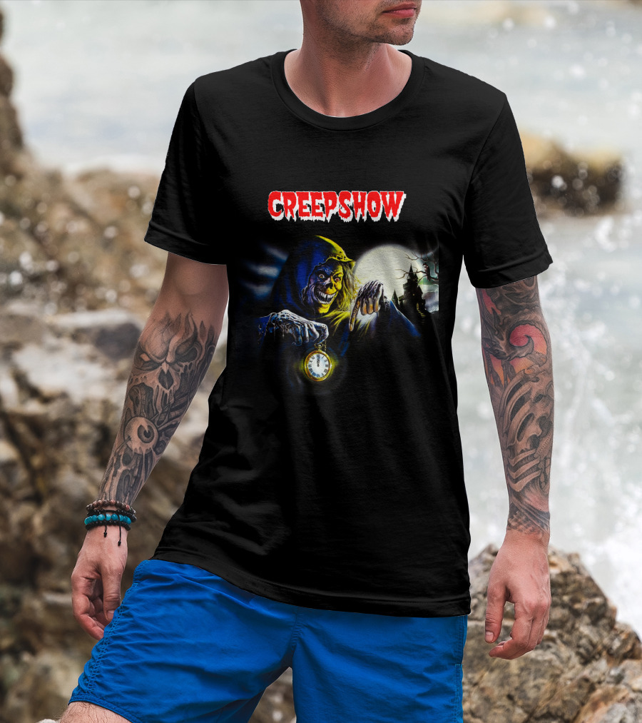 Creepshow Grinning Ghoul With Clock And Haunted Castle T-Shirt