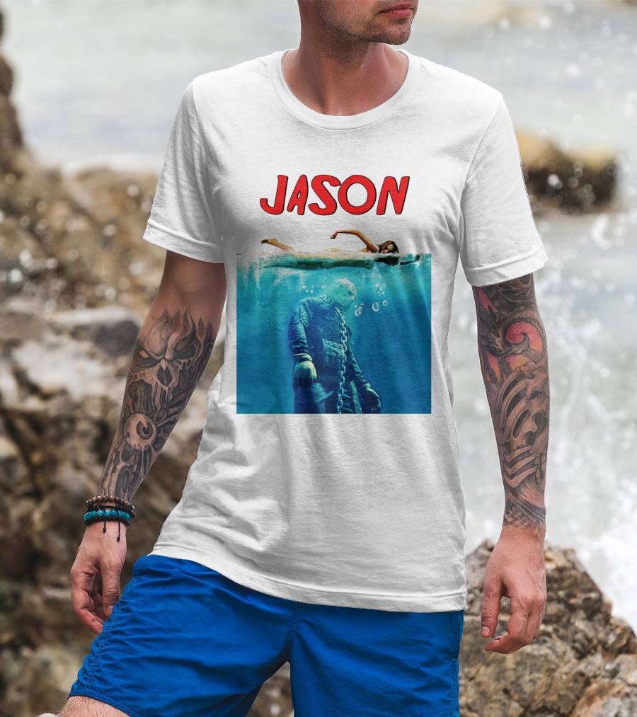 Jaws Jason Voorhees Underwater Horror Mashup T-Shirt