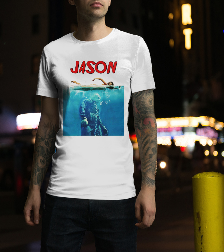 Jaws Jason Voorhees Underwater Horror Mashup T-Shirt
