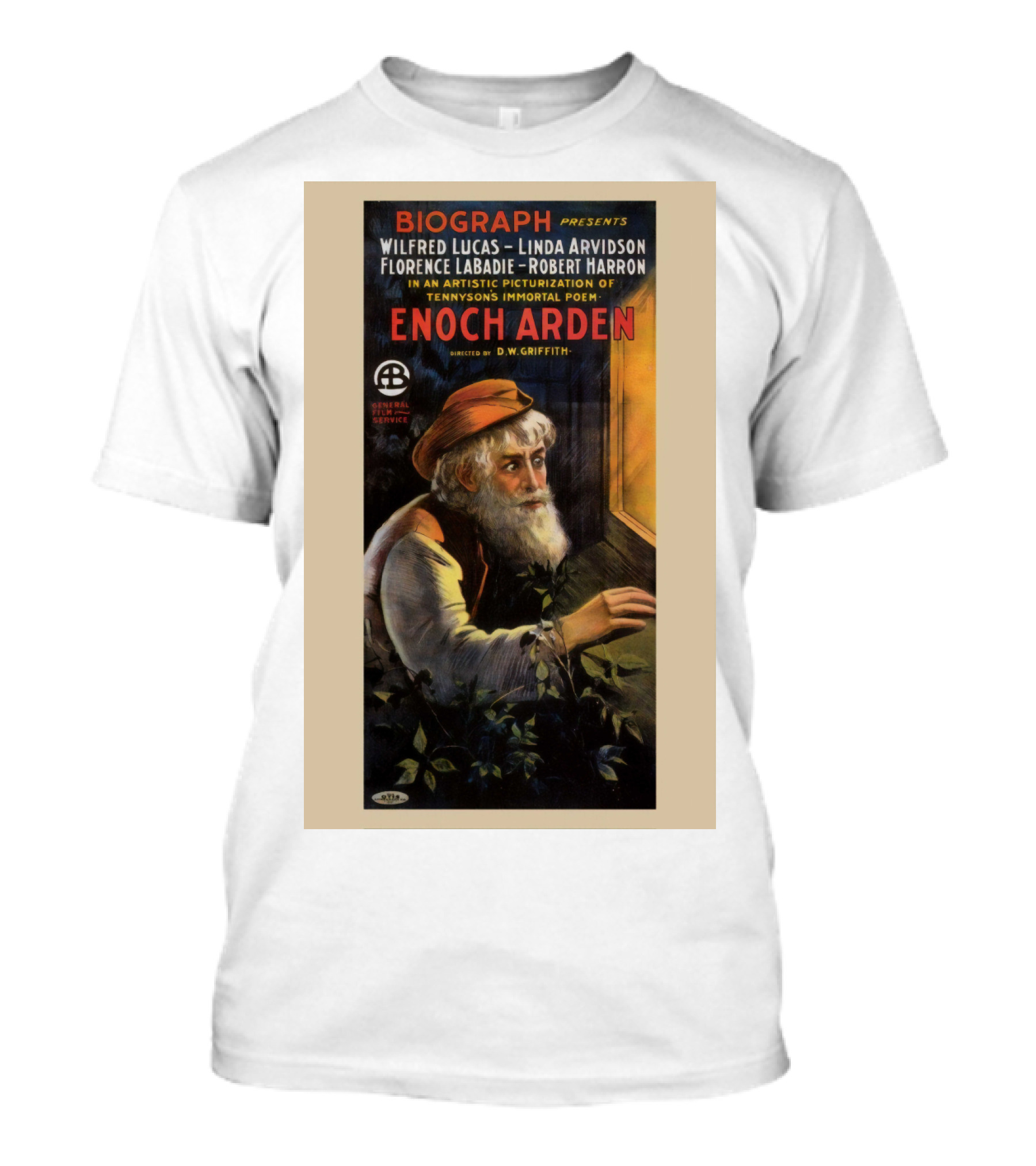 BIOGRAPH Presents Enoch Arden Wilfred Lucas Linda Arvidson Florence Labadie Robert Harron D.W. Griffith Tennyson's Immortal Poem T-Shirt