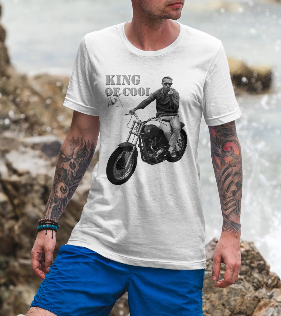 Steve McQueen King Of Cool Motorcycle Signature T-Shirt