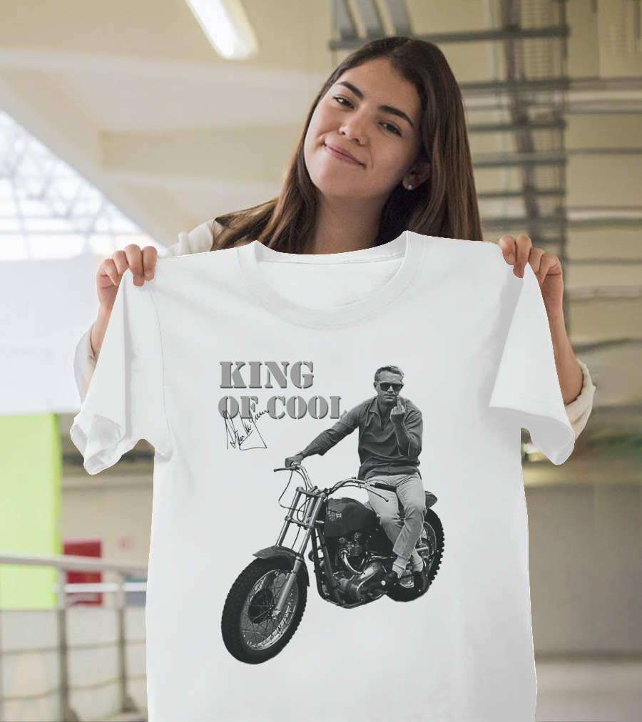 Steve McQueen King Of Cool Motorcycle Signature T-Shirt