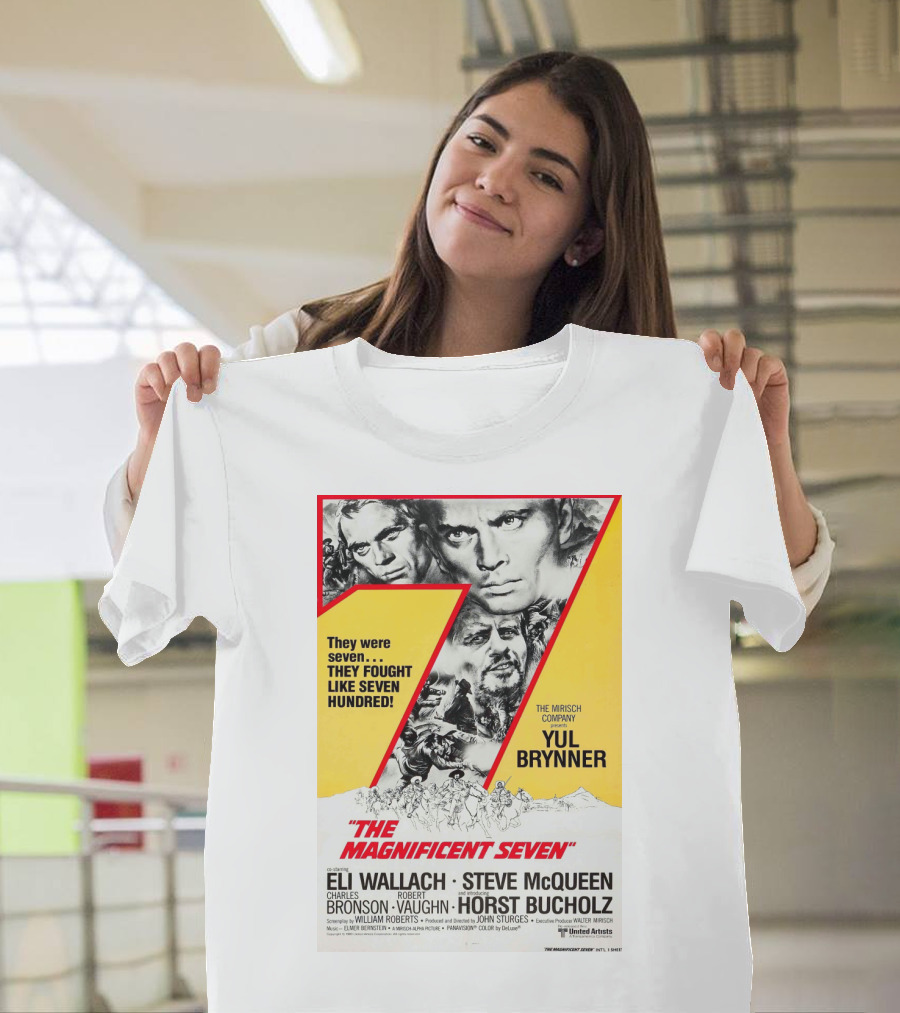 The Magnificent Seven 1960 Yul Brynner Steve McQueen Eli Wallach Charles Bronson Robert Vaughn Horst Buchholz T-Shirt