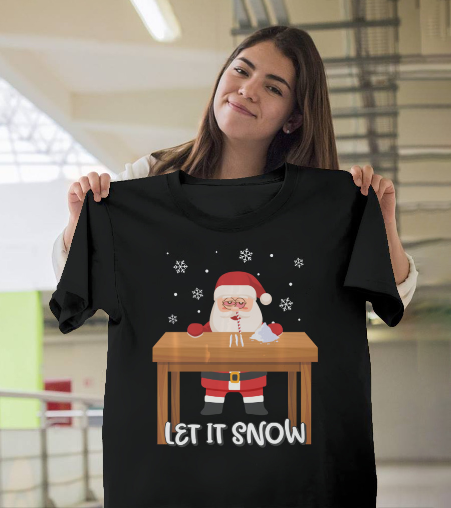 Let It Snow Party Funny Cocain Santa T-Shirt