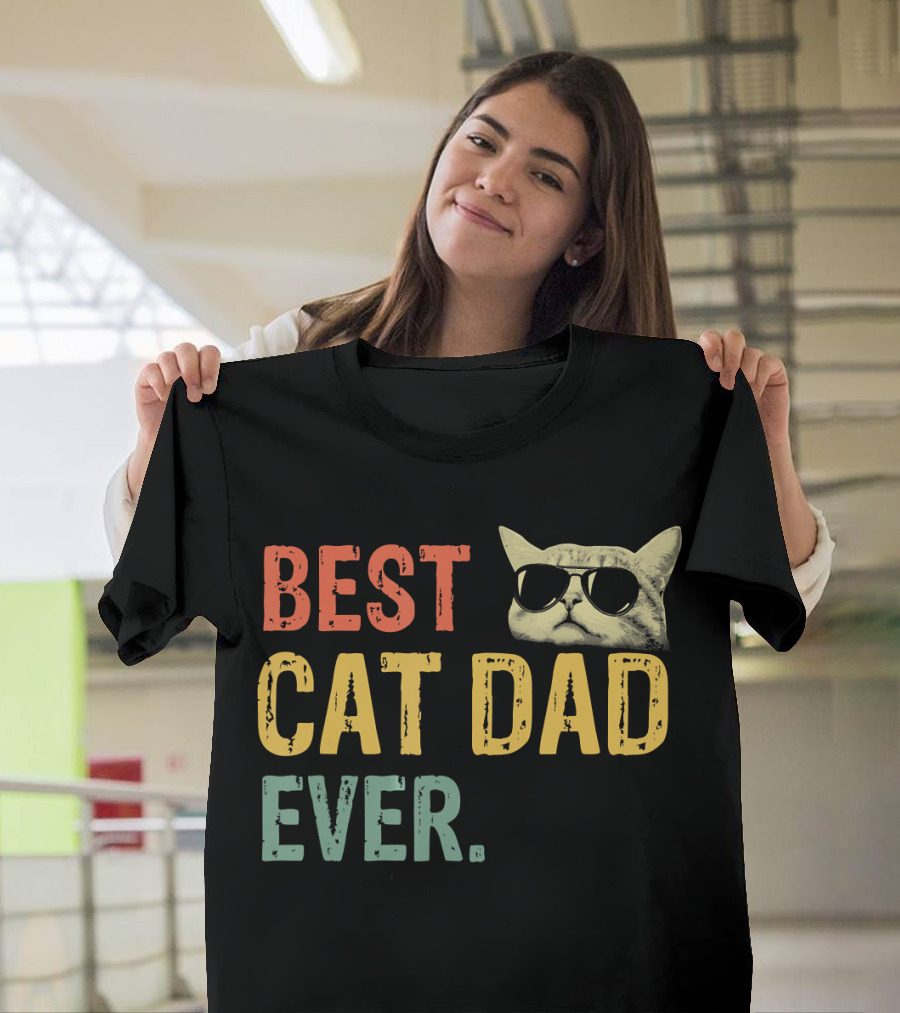 Best Cat Dad Ever Sunglass Cat Daddy T-Shirt