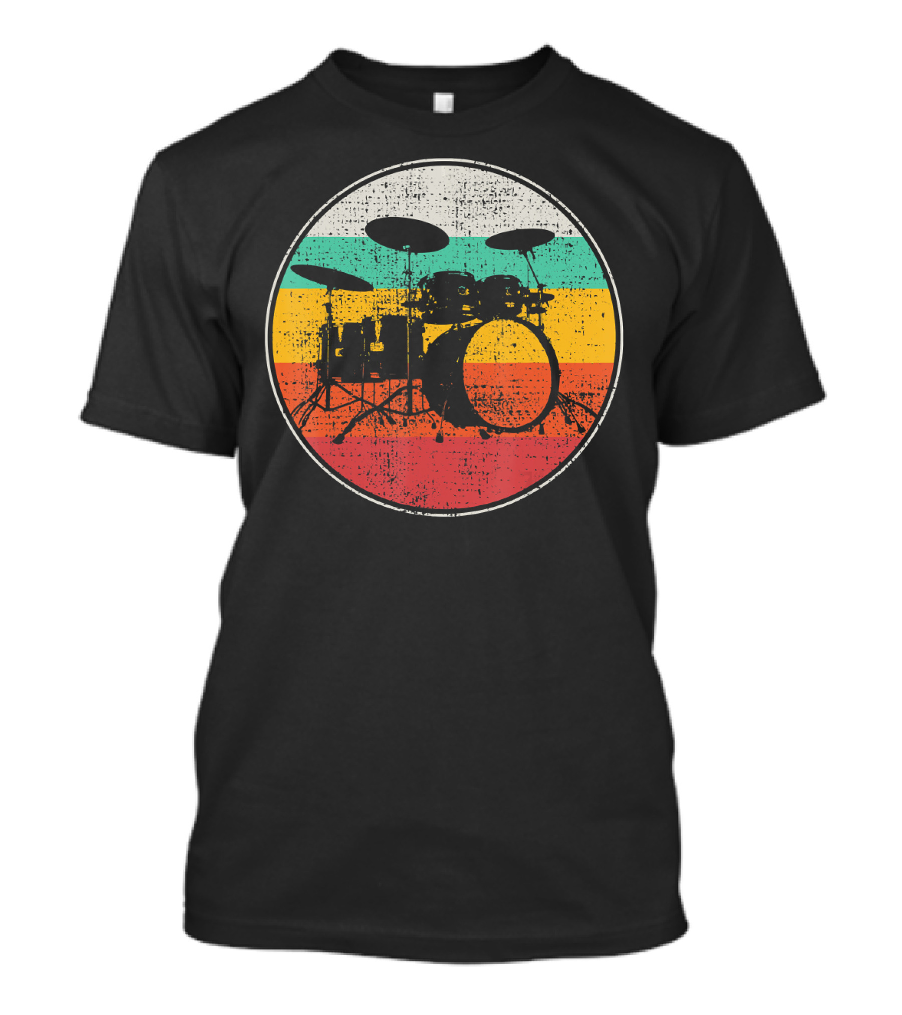 Drums Drummer Band Retro Silhouette Vintage Stripes T-Shirt