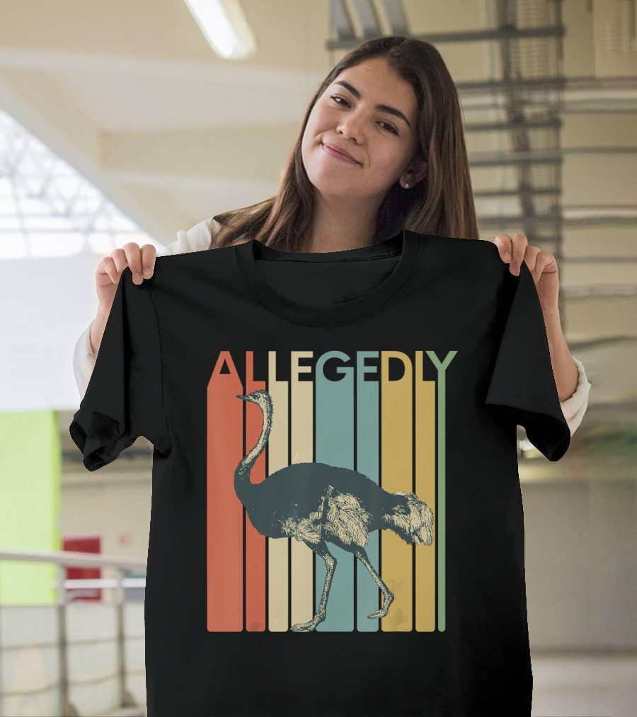 Allegedly Ostrich Retro Stripes Flightless Bird T-Shirt