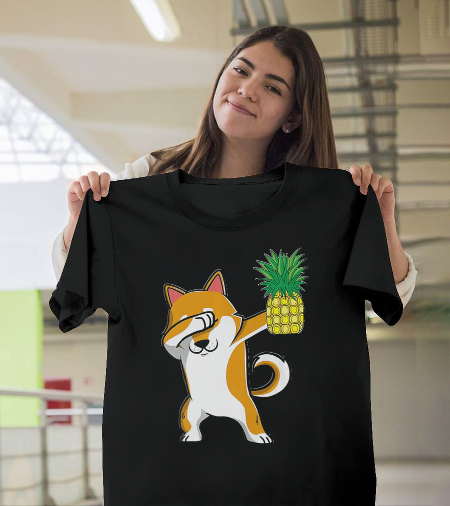 Dabbing Akita Inu Puppy Dog with Pineapple Aloha T-Shirt