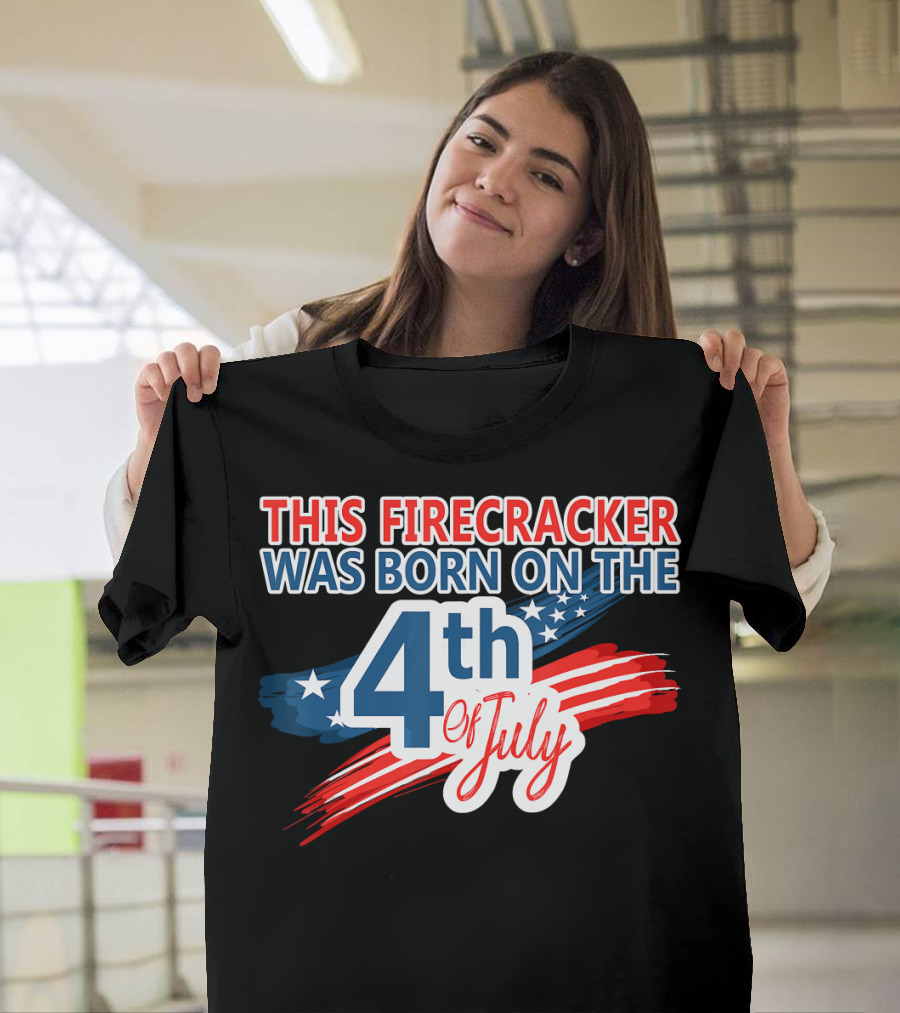 4th of July Birthday Firecracker American Flag USA T-Shirt