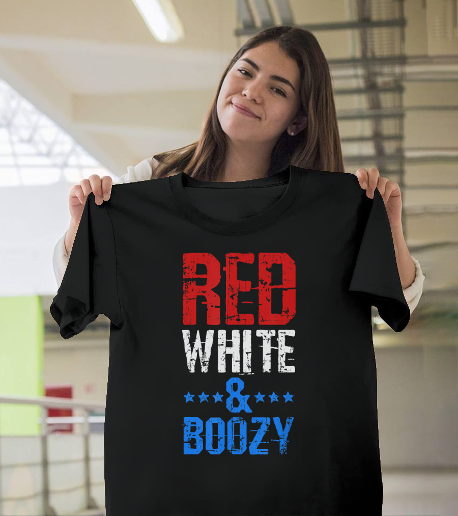 Red White and Boozy 4th of July Drinki Stars T-Shirt