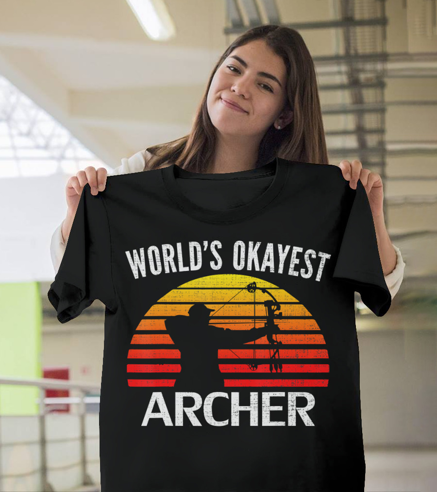 World's Okayest Archer Retro Sunset T-Shirt