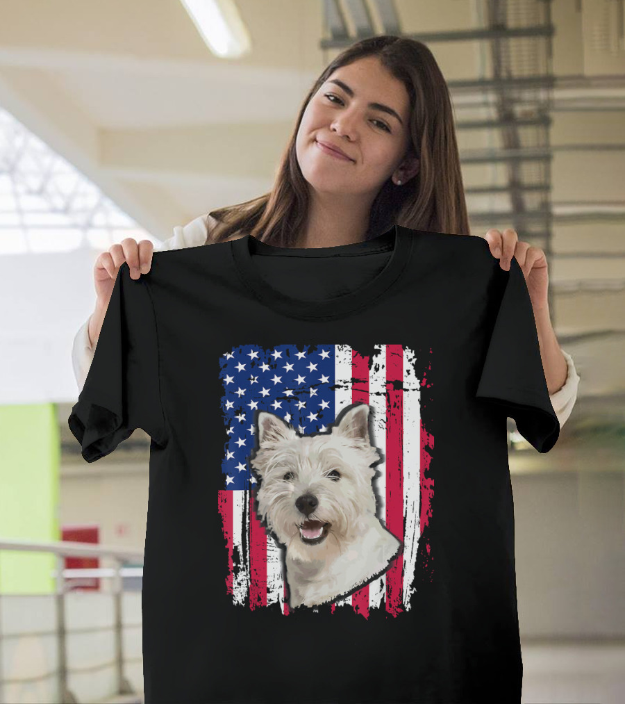 Westie American Flag 4th of July T-Shirt