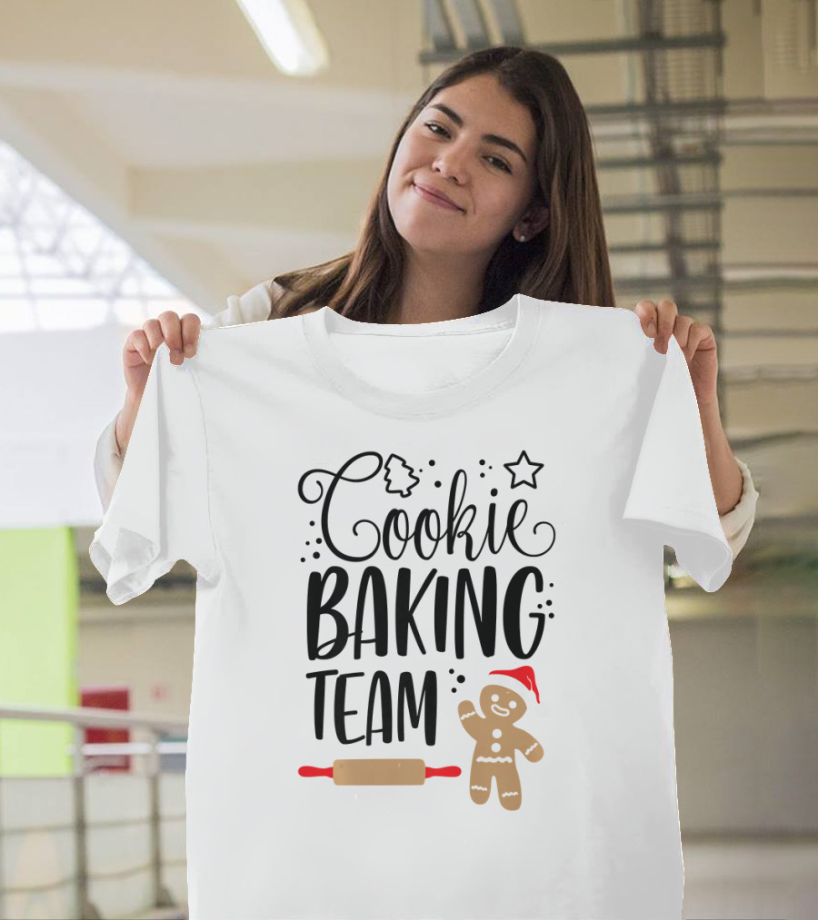 Cookie Baking Team Christmas Xmas Gingerbread Santa Rolling Pin T-Shirt