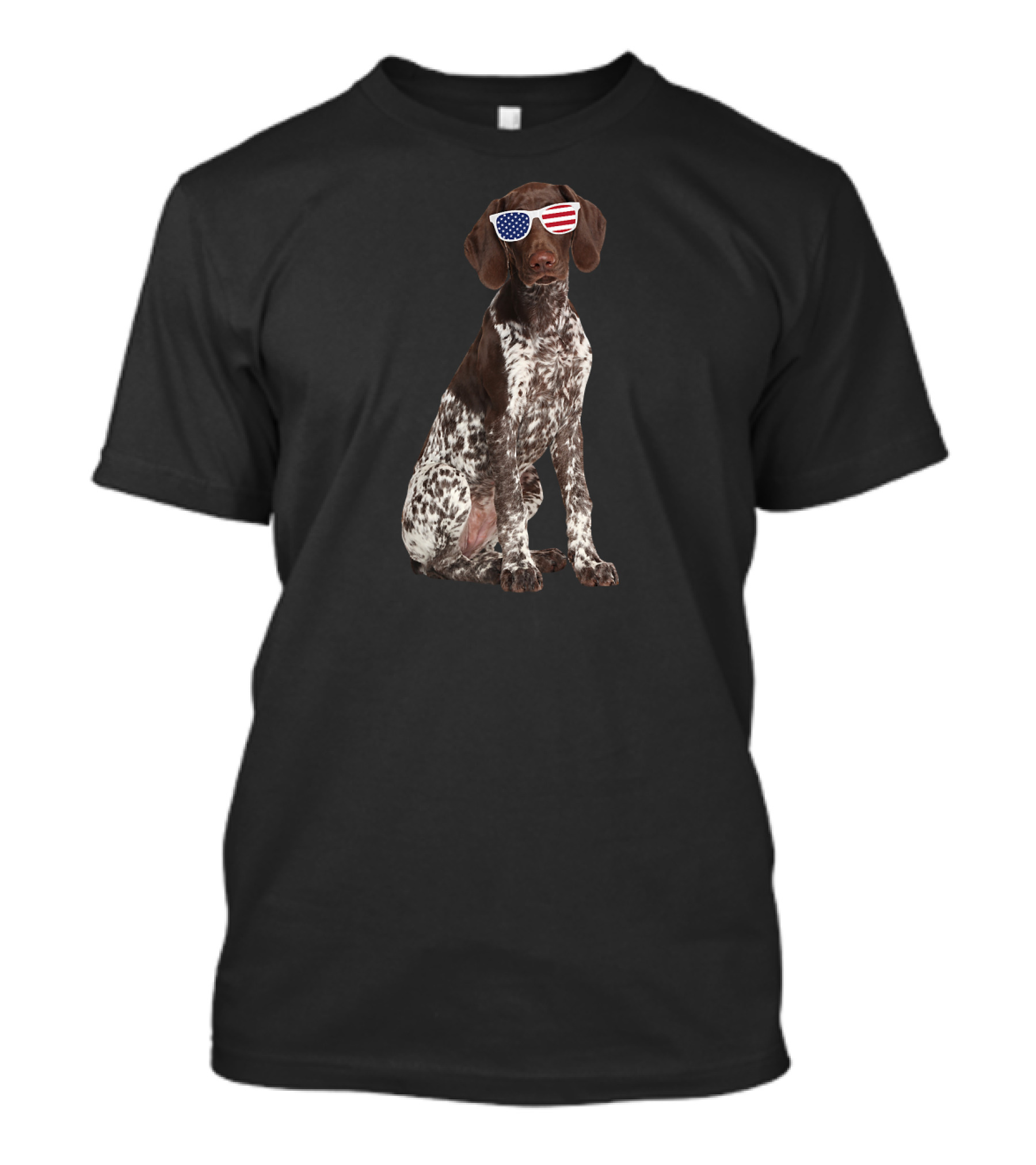 German Shorthaired Pointer In American Flag Sunglasses T-Shirt