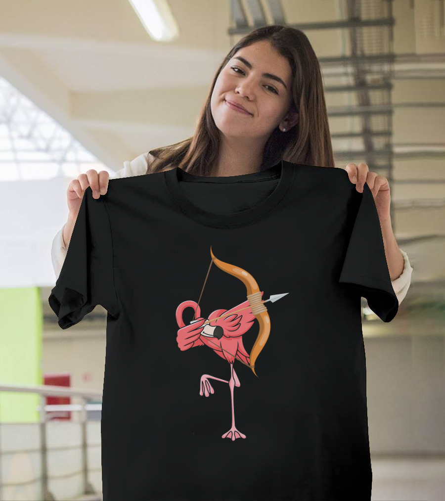 Dabbing Flamingo with Bow and Arrow Archer Stance T-Shirt