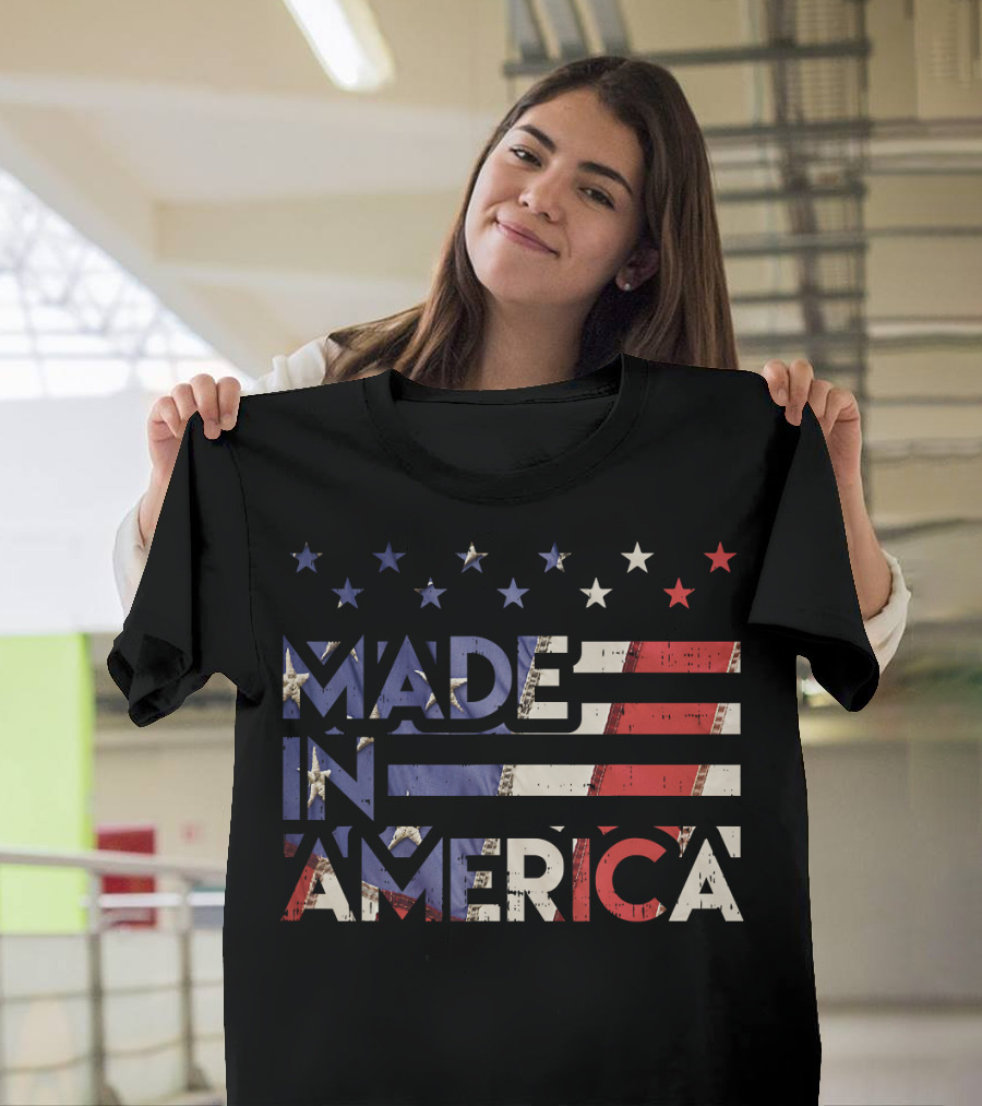 Made In America Pride Stars and Stripes Born In USA T-Shirt