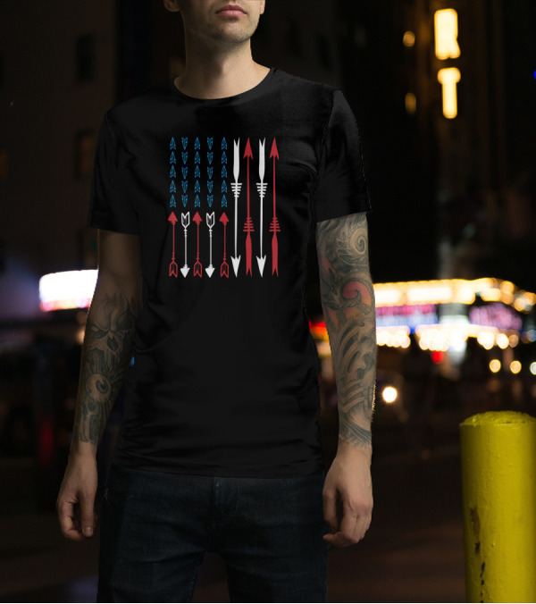 USA Flag Archery Arrows Dad Target T-Shirt