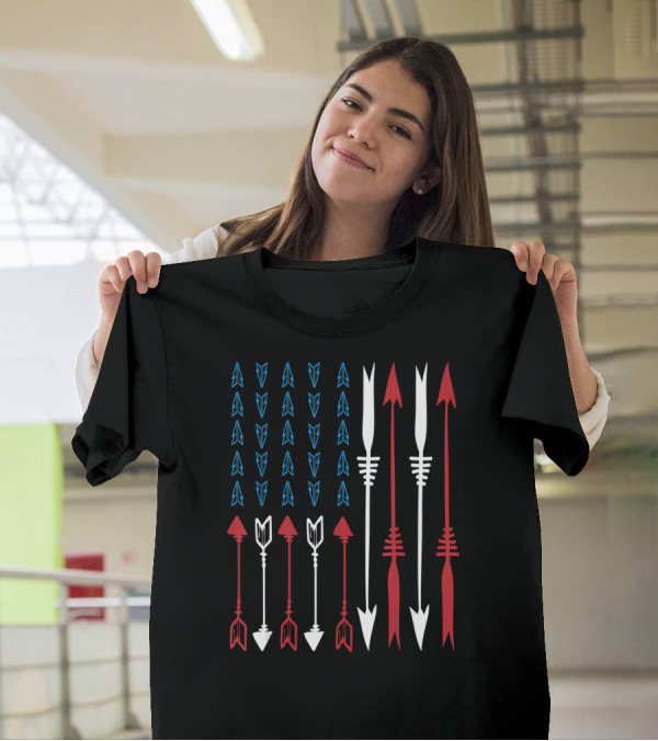 USA Flag Archery Arrows Dad Target T-Shirt