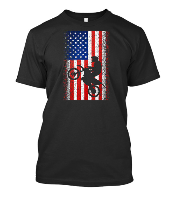 USA Independence Day July 4th American Motocross Flag T-Shirt