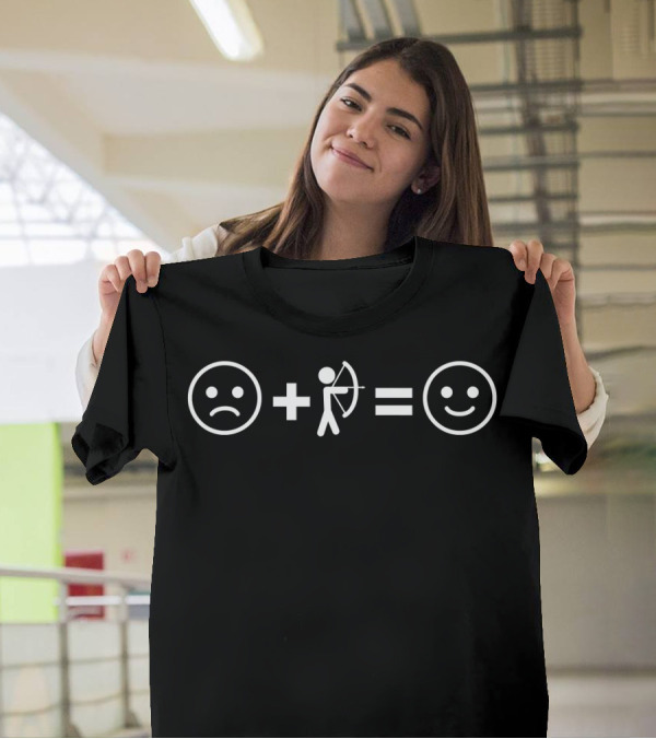 Sad Face Plus Archer Equals Happy Face Archery Girls Dad Bow T-Shirt