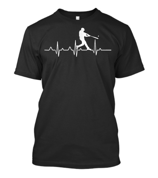 Baseball Heartbeat For Players And Co With Batter Silhouette And ECG Line T-Shirt