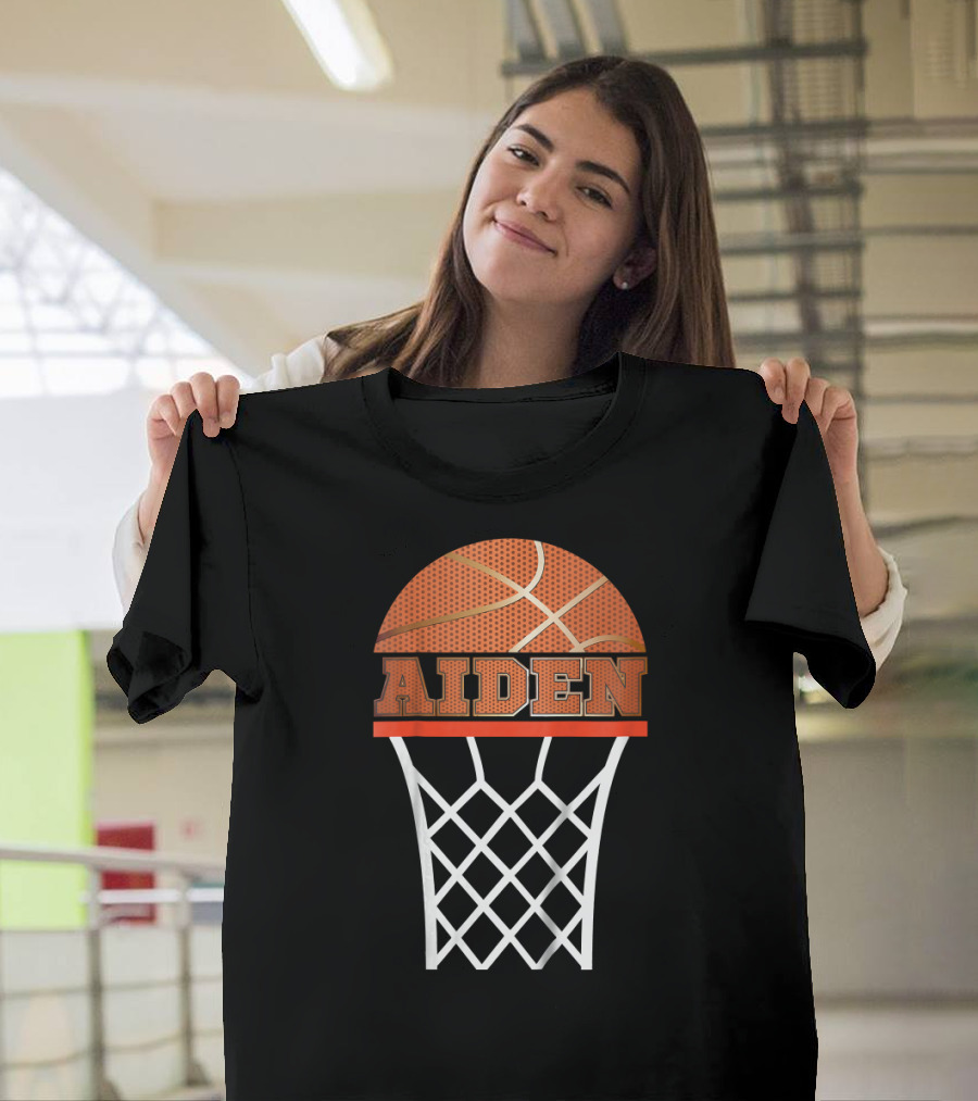 Aiden Kids Basketball Boy Custom Name T-Shirt