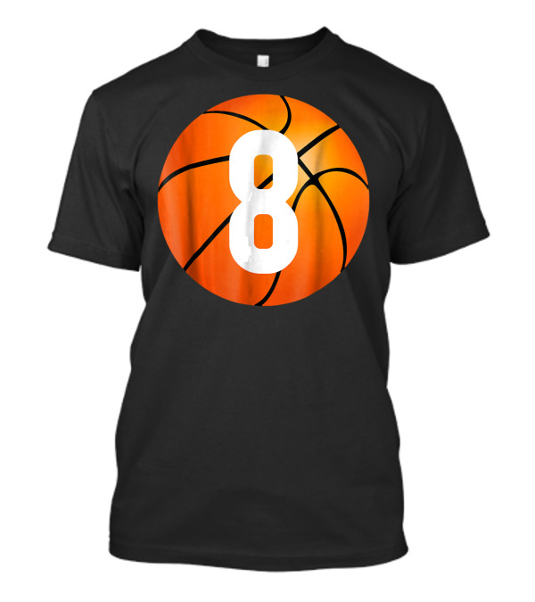 Kids Basketball 8 Year Old Birthday Orange Ball T-Shirt