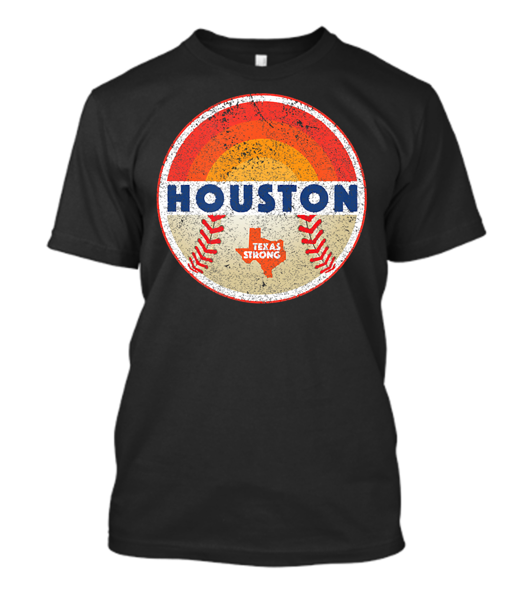 Houston Texas Strong Vintage Baseball Sunset Circle T-Shirt