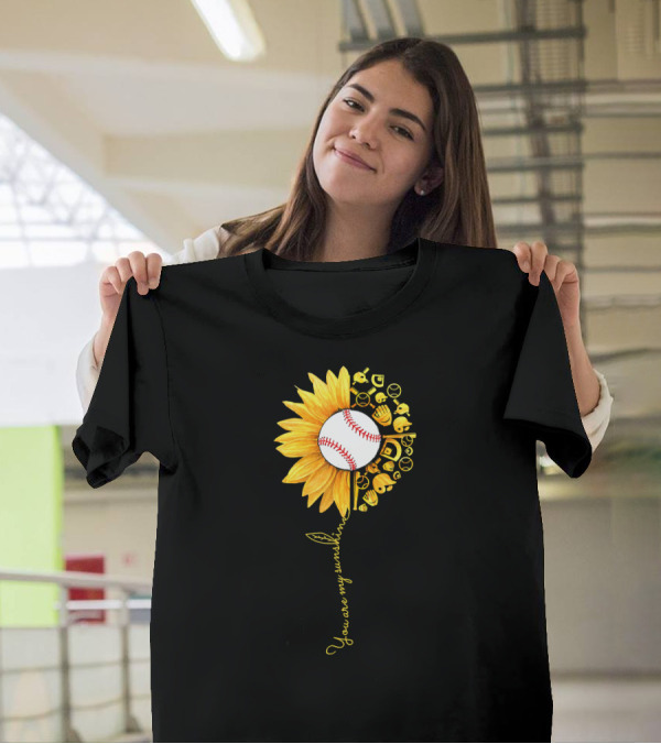 You Are My Sunshine Sunflower Baseball Softball Sports Icons T-Shirt