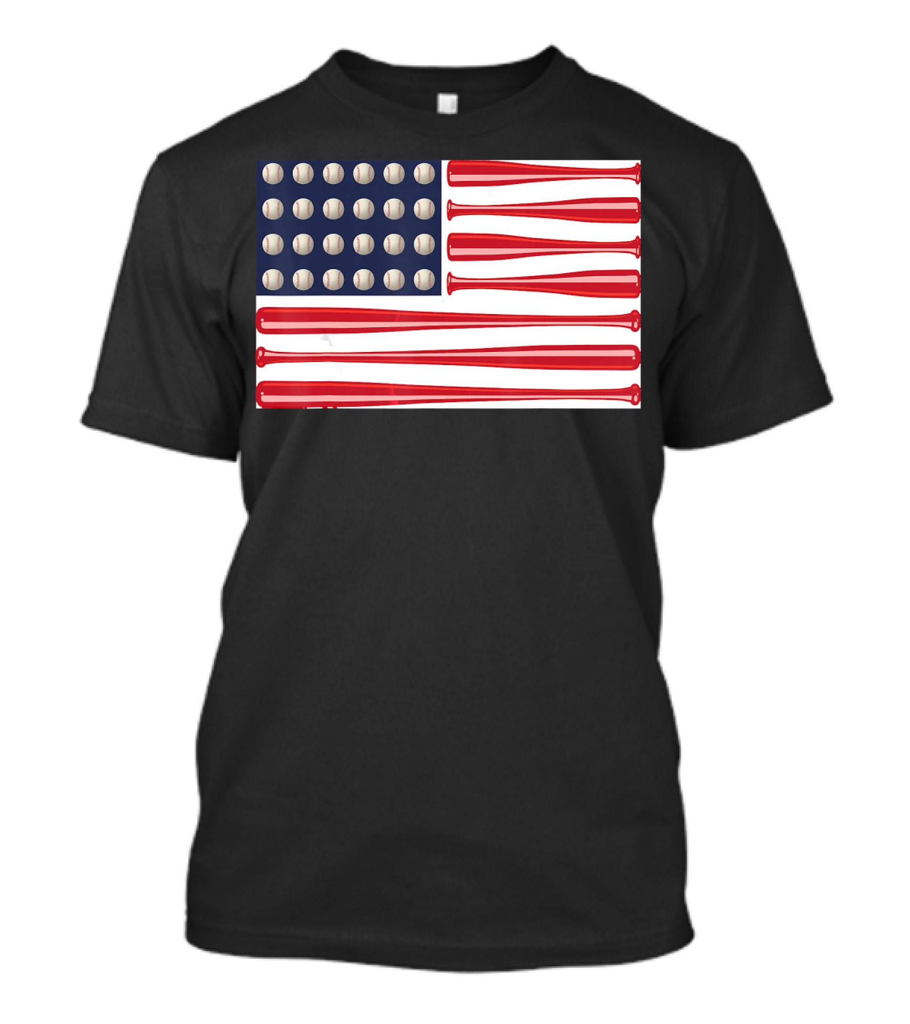 Baseball Bats And Balls American Flag USA Patriotic Sports T-Shirt