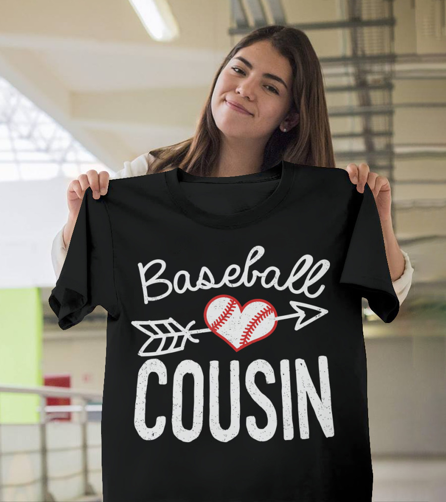 Baseball Heart with Arrow Cousin T-Shirt