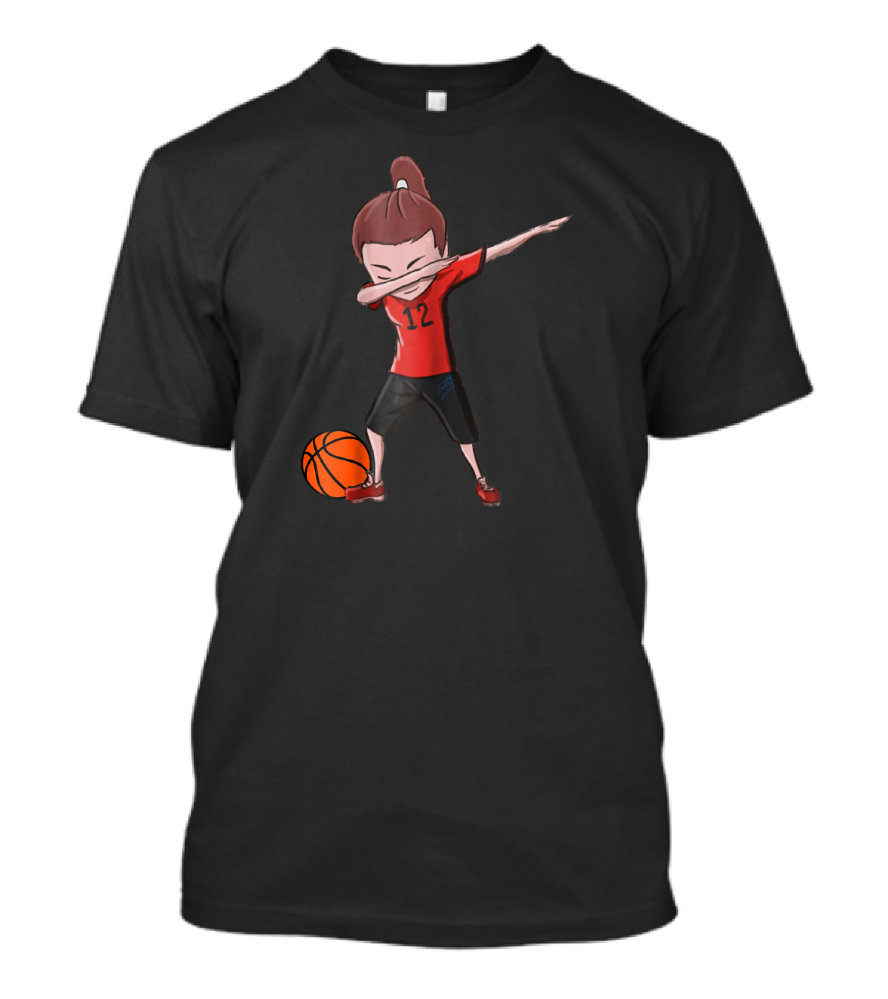 Basketball Dabbing Girl Wearing Number 12 With Funny Dab Dance T-Shirt